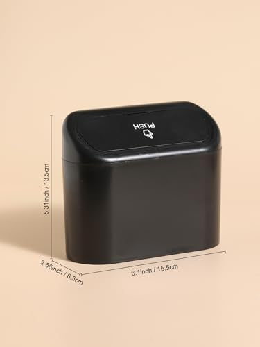 Narrow Car Trash Can, Mini Waterproof Auto Trash Bin with Lid, Hanging Hook for Car Door, Seat, or Console, Small Garbage Can for Vehicle Organization, Black