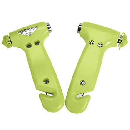 MOTORBUDDY 2-Pack Car Safety Hammer, Auto Emergency Escape Hammer with Window Breaker and Seat Belt Cutter, Emergency Escape Tool for Car Accidents, Glow in The Dark - color: Green