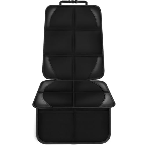 Bacgnyer Car Seat Protector, 1 Pack Carseat Seat Protectors with Thick Padding and Non-Slip Backing, Waterproof 600D Fabric Car Seat Cover for Baby Child Car Seats with 2 Mesh Pockets - color: Basic Black 1PCS