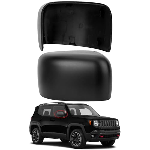 Passenger Side Mirror Cover Replacement for Jeep Renegade 2015 2016 2017 2018 2019 - Right Side Mirror Covers, Rear View Mirrors Cap Accessories Without Lamp, Textured - color: Textured-Without Lamp, size: Passenger Side (Right)