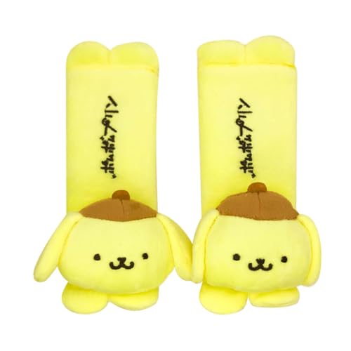 Kawaii Car Seat Belt Strap Cover, Cute 2 Pieces Set Anime Seat Strap Neck Protector Car Decorations for Women (Purin) - color: Purin