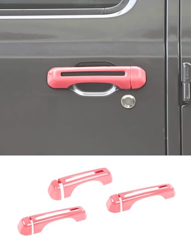 Savadicar 3-Piece Pink Door Handle Cover Trim Kit for Jeep Wrangler JL JLU 4xe & Gladiator JT 2018-Present – Exterior Handle Cap Accent Accessories - color: Pink, size: Front & Tailgate, style: Hollow