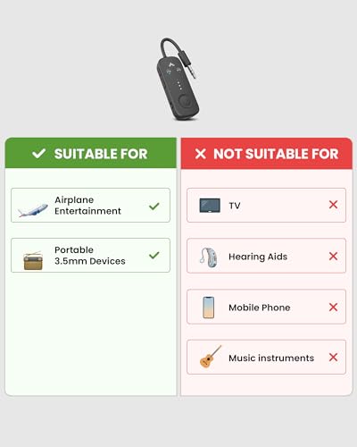 Avantree Relay - Premium Airplane Bluetooth Adapter with Advanced Qualcomm Chipset, 2 Headphones Support, 25hrs Play Time, aptX Adaptive & HD Audio Transmitter for Airpods, Bose & Travel Flight - color: 4-Sandstorm Beige