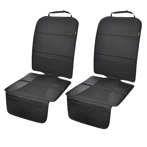 PIDO Car Seat Protector, 2 Pack Seat Protector Under Baby Car Seat with Thick Padding and Non-Slip Back, Waterproof Carseat Protection Cover Pad for Vehicle Leather Upholstery, Black - color: Black