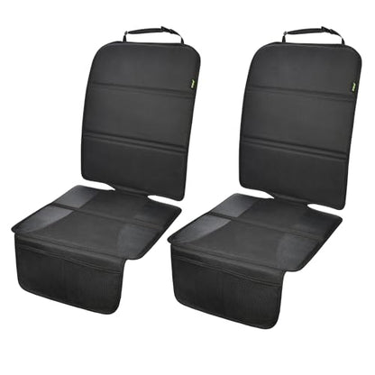 PIDO Car Seat Protector, 2 Pack Seat Protector Under Baby Car Seat with Thick Padding and Non-Slip Back, Waterproof Carseat Protection Cover Pad for Vehicle Leather Upholstery, Black - color: Black