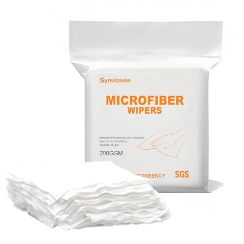 Microfiber Wipes 12"x12" Dry Wipes for Cleaning (100 Pcs, 200GSM) Reusable and Washable Superfine Lint Free Cloths Ultra Absorbent for All Surface Types - size: 12"x12" (Pack of 100)