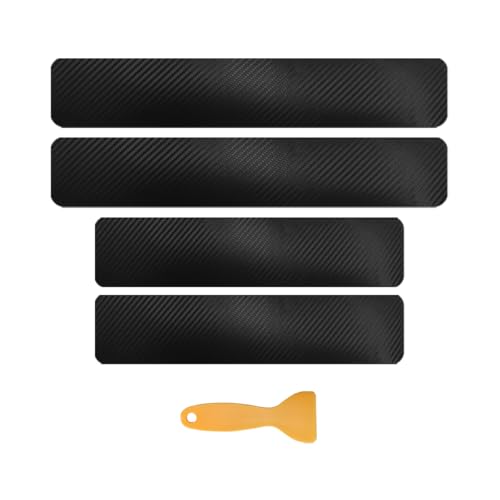 4 PCS Car Door Sill Protectors, 3D Carbon Fiber Anti-Scratch Auto Door Entry Guard Scuff Plate Cover, Waterproof Bumper Guard Threshold Cover Strips for Vehicle Front Rear Doors (Black, 3D) - color: Black, 3D