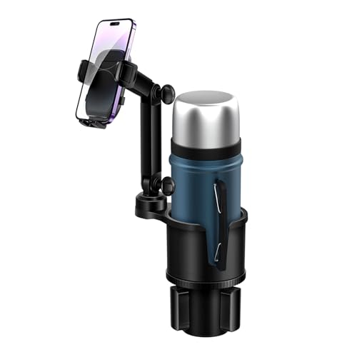 2 in 1 Phone Holders for Your Car, 360°Rotation Car Phone Holder Phone Mount for Car with Expandable Base Car Cup Holder Phone Holder Phone Mount Extendable Long Arm for All Smartphone - color: Large Size-Black