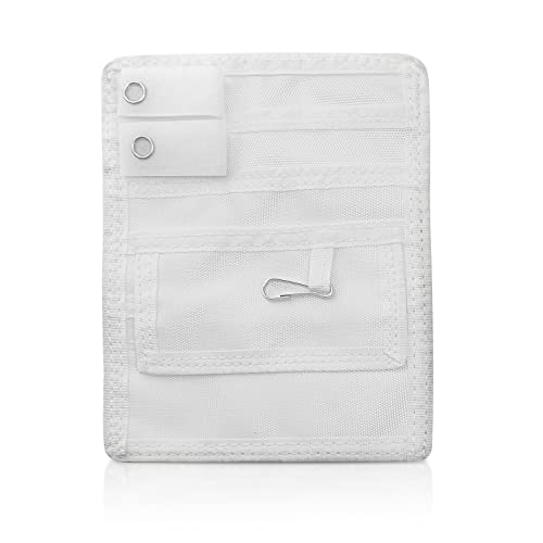 ASA TECHMED Nurse Pocket Organizer, Nylon 5 Pocket Nurse Scrub Organizer, 6 Inch x 5 inch, White - color: White