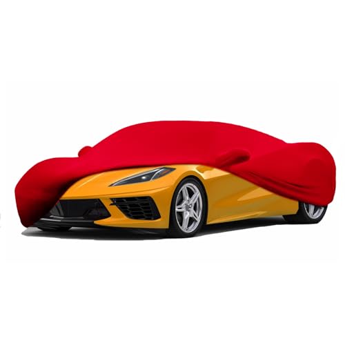 Fit Full Car Cover Dust-Proof Protection Compatible with Chevrolet Corvette C8 2020–2025, Indoor Breathable Car Cover for Dust-Proof, Underground Garage, Car Show(Red)
