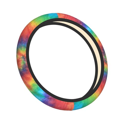 Rainbow Tie Dye Elastic Steering Wheel Cover Universal 15 Inch - color: 17