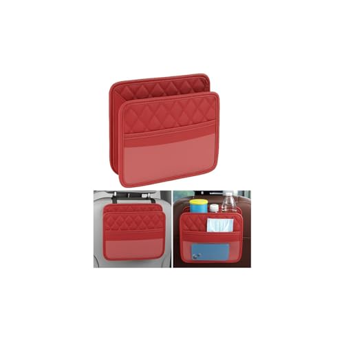 Mandark Car Seat Back Organizer, PU Leather Automotive Backseat Hanging Storage Pocket, Multipurpose Vehicle Travel Essentials Accessories for Kids & Adults, Universal for Most Cars (Red) - color: Red