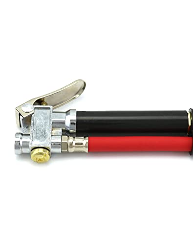 QWORK Tire Inflator with Pressure Gauge, Heavy Duty Dual Head Tire Inflator Gauge with Rubber Hose 120 PSI Air Chuck Compressor Accessories Compatible with 1/4" Air Compressor Output.