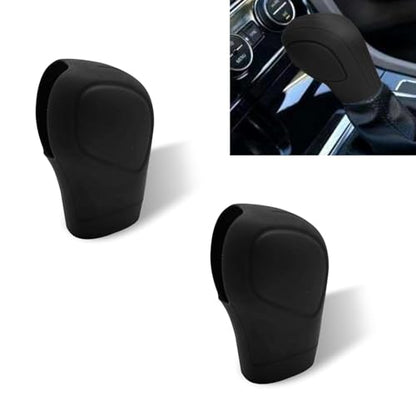 2 PCS Car Gear Shift Knob Cover, Anti-Slip Gear Stick Shifter Protector, Elastic Silicone Shift Protector Cover, Universal for Men, Women, Truck, SUV (Black) - color: Black