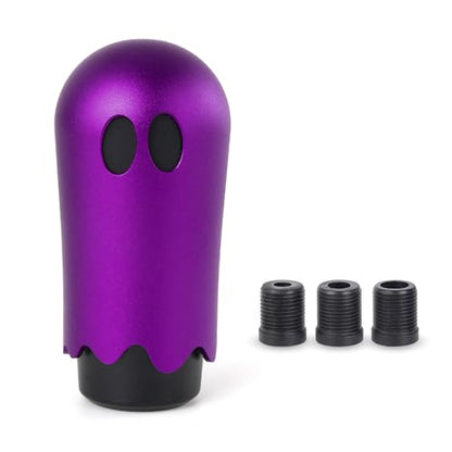 Ghost Shift Knob, Aluminum Weighted Automotive Gear Shift Manual knobs Lever with 3 Threaded Adapters M8 M10 M12 x 1.25, Universal for Vehicle Funny Cool Spooky Car Accessories (Purple) - color: Purple