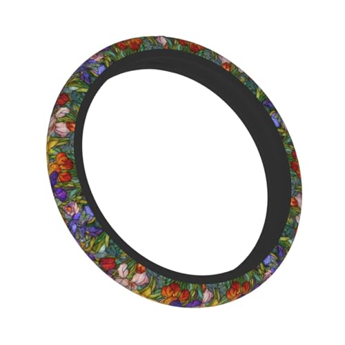 Flower Steering Wheel Covers Non Slip Neoprene Universal 15 Inch Steering Wheel Protector Car Cover for Men Women - color: Flower