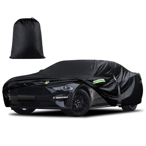 Car Cover Custom Fit for Ford Mustang 1994-2026, for Chevy Camaro 2010-2026, Waterproof All Weather Full Exterior Cover Rain Hail Sun Protector Car Cover with Door Zipper - size: For Ford Mustang Chevy Camaro Black