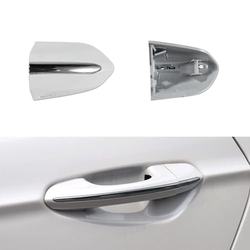 Car Front Left Exterior door handle lock cover fits for Ford Fusion 2013 2014 2015 2016 2017 2018 2019 2020 DS7Z 54218A15-DC Door Handle Lock Bezel Cover cap Elegant White with bright stripes - color: Elegant White, size: With electroplating