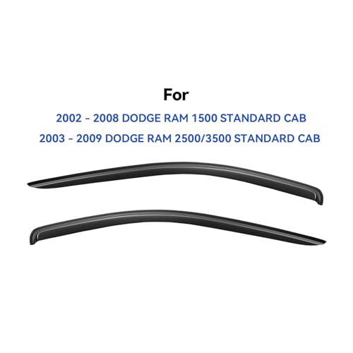 Window Visors Rain Guards for 2002-2008 Dodge Ram 1500 Regular Cab, Out-Channel Window Vent Wind Deflectors Visors Shades for 2003-2009 Ram 2500 3500 Standard Cab - size: 2002-2008 ram 1500 standard cab
