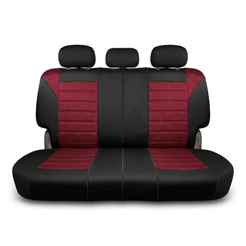 FH Group Automotive Car Seat Covers Rear Set Premium 3D Air Mesh Seat Covers, Airbag Compatible and Split Bench Cover Universal Fit Interior Accessories for Cars Trucks and SUVs - Burgundy - color: Burgundy, size: Rear Set