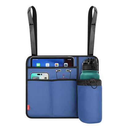 Airplane Seat Back Organizer & Storage, Airplane Tray Table Cover for Personal Items, Airline Seat Hanging Pockets Media Pouch,Reusable Travel Essentials,Fits Tablets,Cell Phone,Water Bottle (Blue) - color: Blue