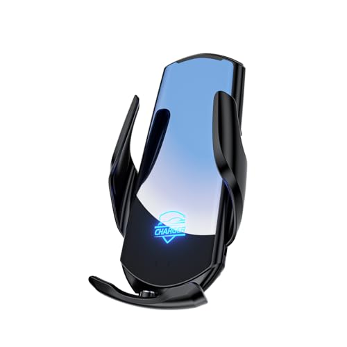 15W Fast Charge Auto-Clamping Wireless Car Charger Mount – Qi Wireless Charging, Adjustable Phone Holder, Air Vent & Dashboard Compatible, Compatible with iPhone & Android (Black) - color: Black