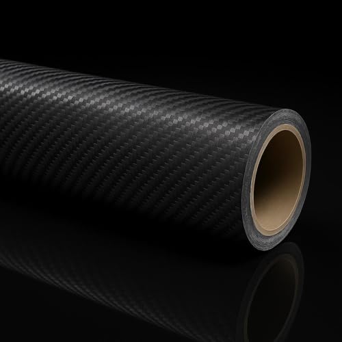 RockRose Epoxy High Gloss Black Carbon Fiber Vinyl Wrap, Anti-Wrinkle, Air Release Automotive Bubble Wrap, Self Adhesive Car Vinyl Sticker DIY Decals 1FT x 5FT - color: 5D Black, size: 1FT x 5FT