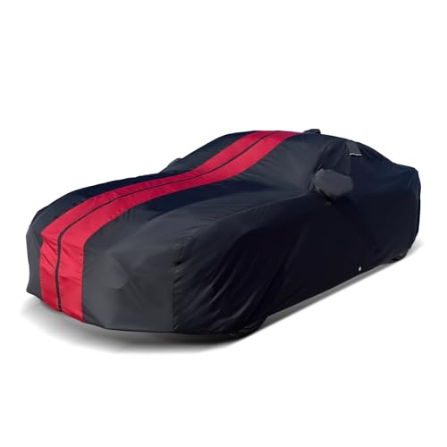 iCarCover Premium Plus Car Cover Waterproof All Weather Rain Snow UV Sun Protection, GTO, Acura CL, TL, TLX, TSX, Audi A6, S6, Kia Optima, Accord, Camry, Size C11 (See Size Chart), Stripe - Black/Red - color: Sedan & Coupe - Black/Red, size: C11 for Sedan