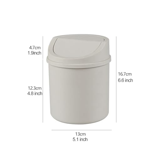 0.5 Gallon Plastic Mini Desktop Trash Can, Tiny Waste Bin with Swing-Top Lid, White - color: white