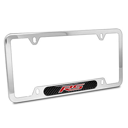 iPick Image for - Chevrolet Camaro RS Real Carbon Fiber Nameplate Chrome Stainless Steel License Plate Frame
