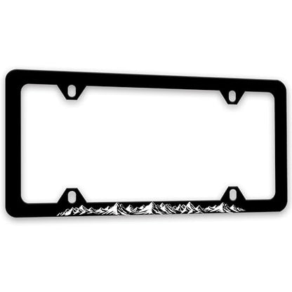 Mountains License Plate Frame Beautiful Mountain Pattern License Plate Holders Funny Auto Accessory Bracket Stainless Steel License Plate Frames with Screws for Women Men 6x12 Inch 4 Holes - color: Mountains