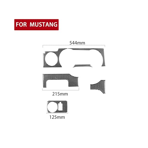 Real Carbon Fiber Car Instrument Cluster Panel Central Console Cover Trim Stickers Compatible with Ford Mustang GT Shelby 2005 2006 2007 2008 2009 6PCS - color: Console Kit-black