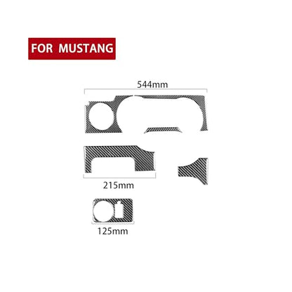 Real Carbon Fiber Car Instrument Cluster Panel Central Console Cover Trim Stickers Compatible with Ford Mustang GT Shelby 2005 2006 2007 2008 2009 6PCS - color: Console Kit-black
