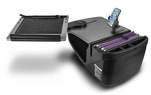 AutoExec Reach Car Desk for Your Vehicle Workstation and Mobile Office, Front Seat, with 400 watt Power Inverter and Phone Mount - color: Grey, style: 400 watt Power Inverter and Phone Mount
