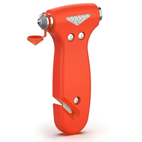 THINKWORK Car Safety Hammer, 3-in-1 Emergency Escape Tool with One Second Window Breaker and Seat Belt Cutter, Safety Emergency Car Escape Tool for Car, Office, Home, Orange - color: Orange