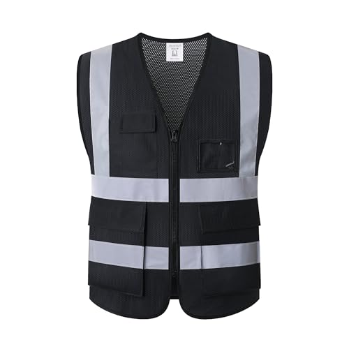 Reflective Safety Vest for Men Women Construction Vest Meet ANSI/ISEA Standard - color: Ap1-black, size: 3X-Large
