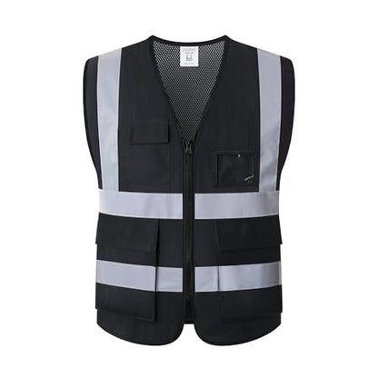 Reflective Safety Vest for Men Women Construction Vest Meet ANSI/ISEA Standard - color: Ap1-black, size: X-Large