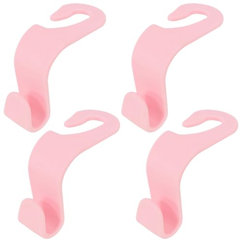 4 PCS Car Seat Hooks Set,Universal Car Headrest Hooks for Bags Purses Groceries, Back Seat Organizer Hanger,Pink - color: Pink