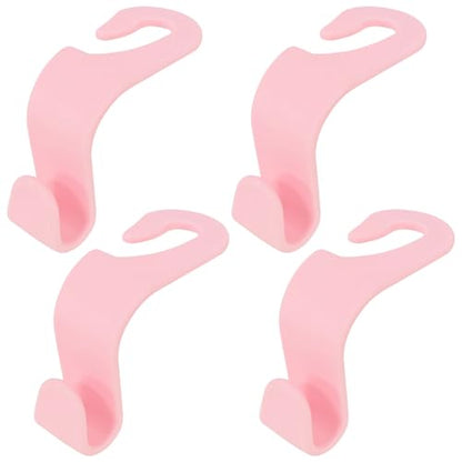 4 PCS Car Seat Hooks Set,Universal Car Headrest Hooks for Bags Purses Groceries, Back Seat Organizer Hanger,Pink - color: Pink