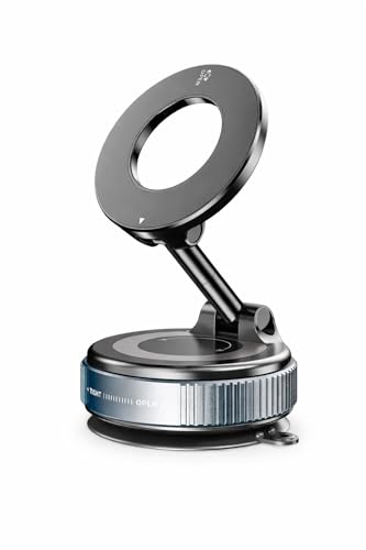 Magnetic Phone Car Mount with Suction Cup Base, 360° Rotation, Dashboard and Windshield Holder for iPhone and Android