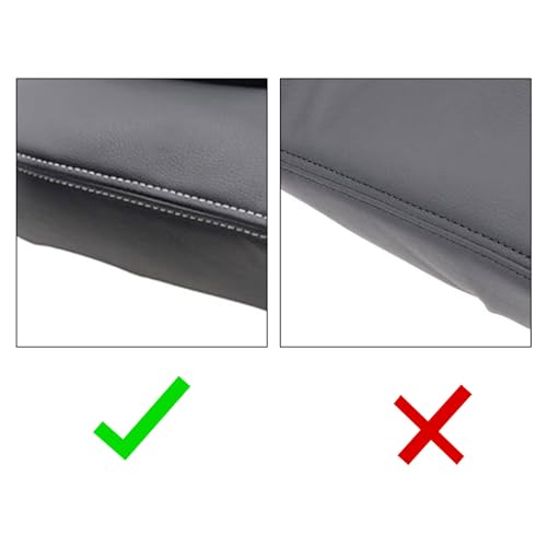 Priprilod Leather CAR Center Console Lid Armrest Replacement Cover Black with Gray Stitch Compatible with Chevy Silverado/GMC Sierra (40/20/40 Split Bench Seat) 2014 2015 2016 2017 2018 - color: Black with Gray Stitch