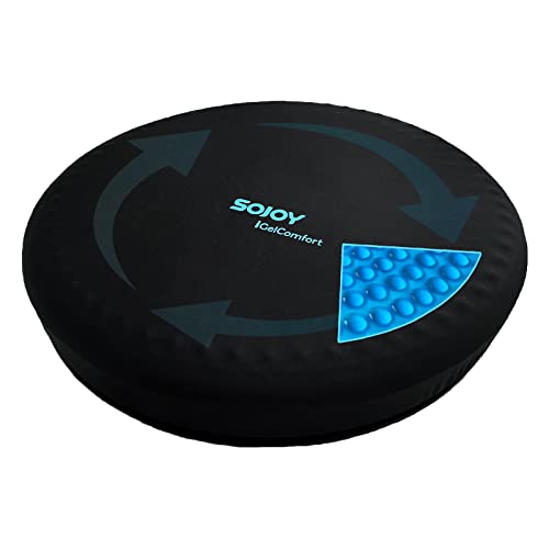 Sojoy iGelComfort Deluxe Gel Swivel Seat Cushion with Supportive Memory Foam 360 Degrees Rotating Seat Cushion for Home,Stool Chair,Office (Black, 15.5 * 15.5 * 2.5) - color: Black, size: 15.5 x 15.5 x 2.5 inches