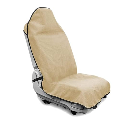 Waterproof Towel Car Seat Cover, Sweatproof Non Slip Towel Carseat Cover, Machine Washable Vehicle Bucket Frontseat Protector Accessories, Universal for SUV, Sedan, Truck (Beige) - color: Beige