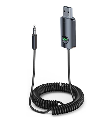 KAIY Bluetooth Receiver for Car AUX, Hands-Free Calling & Music Bluetooth Audio Receiver for Car USB-Powered, 3.5mm Adapter USB 2.0 to 3.5mm Jack Compatible with Speakers/Home Stereo