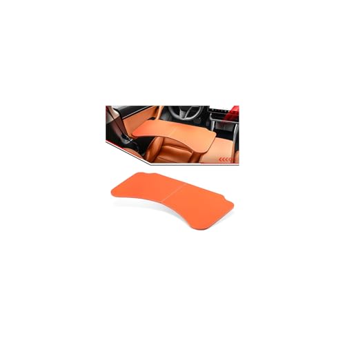 Leather Tray Table Folding Car Table Compatible with Tesla Model 3 Y – Multi-Use Dining Tray & Laptop Stand, Fits Front Driver & Passenger Seats,Orange - color: Orange
