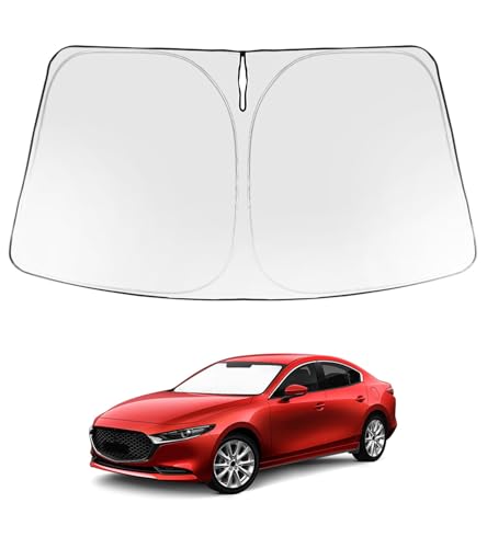 Proadsy 2026 Upgrade Windshield Sun Shade Custom Fit Mazda 3 2019-2025 2026 Mazda3 Hatchback/Sedan Front Sunshade Protector Foldable Sun Visor Blocks UV Rays Keep Car Cooler - size: Mazda 3 2019-2026