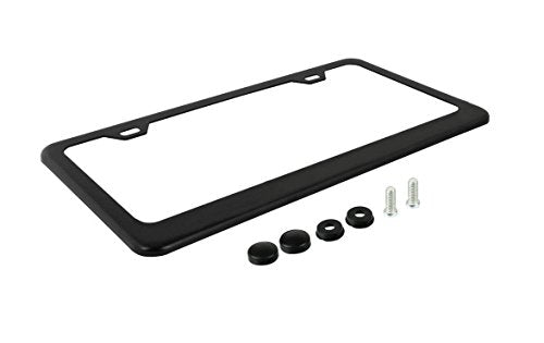 Ohuhu License Plate Frame with Screw Caps: 2Pcs Licenses Plates Frames Car Licenses Plate Covers Holders for US Vehicles (Black - 2 Holes) - style: Black - 2 Holes