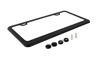 Ohuhu License Plate Frame with Screw Caps: 2Pcs Licenses Plates Frames Car Licenses Plate Covers Holders for US Vehicles (Black - 2 Holes) - style: Black - 2 Holes