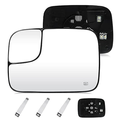 Driver Left Side Mirror Blind Spot Convex Heated Mirror Glass with Rear Holder Fit for 2005-2009 Dodge Ram 1500 2500 3500, Replacement for 5161011AA 5191035AA CH1324121 - size: Left Side