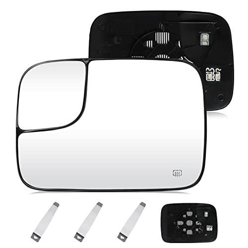 Driver Left Side Mirror Blind Spot Convex Heated Mirror Glass with Rear Holder Fit for 2005-2009 Dodge Ram 1500 2500 3500, Replacement for 5161011AA 5191035AA CH1324121 - size: Left Side